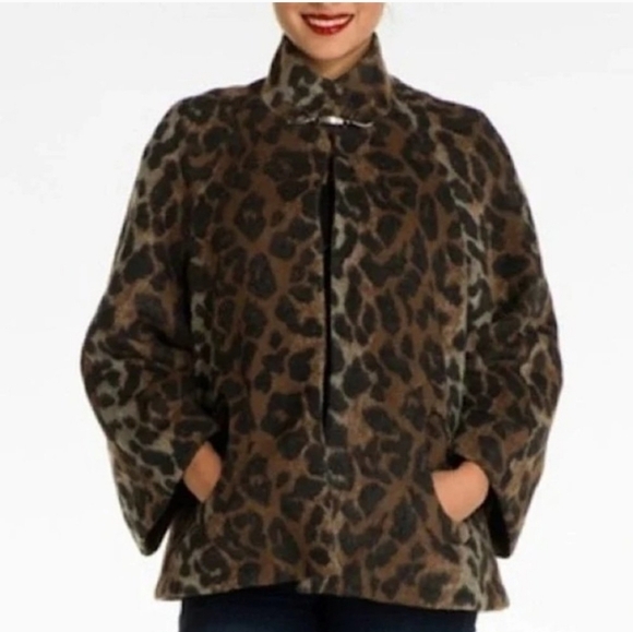 Betsey Johnson Brown and Black Leopard Swing Coat - Picture 1 of 13